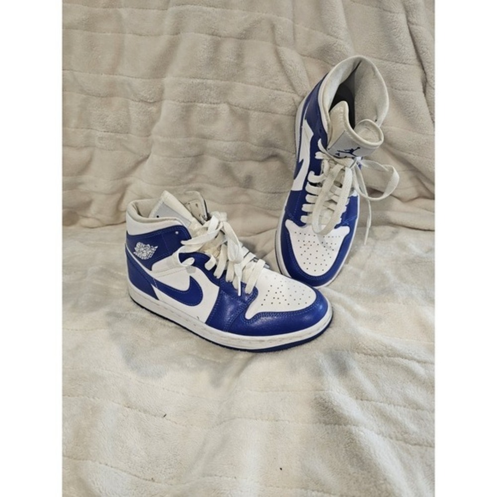 Nike Air Jordan 1 Mid Shoes Women's SZ 6.5 White Hyper‎ Royal BQ6472-104 K011